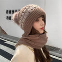 Winter Hat for Women, Scarf, Earmuffs, Fashionable Snow and Wind Scarf Integrated Hat, Knitted Wool Hat, Warm Ear Protection Hat