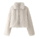 Cross-border European and American Women's AliExpress Explosions Solid Color Short Faux Fur Warm Long Sleeve Jacket