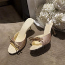 European and American Style Runway High Heels 2026 Summer New Model Rhinestone Strap Thin Heel Sandals Bowknot Slippers for Women