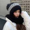 Winter Hat for Women, Scarf, Earmuffs, Fashionable Snow and Wind Scarf Integrated Hat, Knitted Wool Hat, Warm Ear Protection Hat