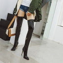 New Slim Boots for Women, Large Size Boots, Black Women's Boots with Side Zipper, Pointed Toe, Stiletto Heel, High Heel, Over-The-Knee, Convertible Cross-Dressing Boots