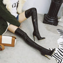 New Slim Boots for Women, Large Size Boots, Black Women's Boots with Side Zipper, Pointed Toe, Stiletto Heel, High Heel, Over-The-Knee, Convertible Cross-Dressing Boots