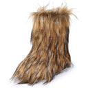 Amazon foreign trade large size European and American winter new boots artificial plush fur mid-barrel imitation fox fur snow boots