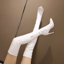 New Slim Boots for Women, Large Size Boots, Black Women's Boots with Side Zipper, Pointed Toe, Stiletto Heel, High Heel, Over-The-Knee, Convertible Cross-Dressing Boots