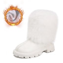 Girls' foreign trade leather boots 2024 autumn and winter new fashion western style mid-tube boots Mao Mao mouth soft bottom chimney boots fashion boots