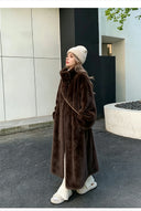 Women Faux Fur Long Coats Jackets Stand Collar Coat Thick Warm Y2k Streetwear Jacket Elegant Work Casual Outerwear Autumn Winter