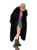 New Colorful Fahionable Faux Fur Mongolian Jacket Long Tailored Collar Plush Winter Coat for Women Elegant Loose Fit Outerwear
