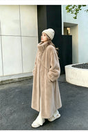 Women Faux Fur Long Coats Jackets Stand Collar Coat Thick Warm Y2k Streetwear Jacket Elegant Work Casual Outerwear Autumn Winter