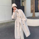 Women Faux Fur Long Coats Jackets Stand Collar Coat Thick Warm Y2k Streetwear Jacket Elegant Work Casual Outerwear Autumn Winter