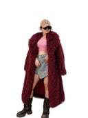 New Colorful Fahionable Faux Fur Mongolian Jacket Long Tailored Collar Plush Winter Coat for Women Elegant Loose Fit Outerwear