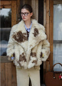 HIGH QUALITY Winter Large Lapel Curly Lamb Fur Coat Long Sleeve Warm Shaggy Tie Dye Gradient Faux Fur Jacket Loose Outerwear