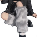 Fashion Faux Fur Furry Leg Warmers 40cm Japanese Style Lolita Boots Cover Soft Y2K Knee High Girls Socks Spicy Girls