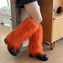 Women Faux Fur Leg Warmers Women Fall Leggings Jk Boots Stocking Girls Lolita Punk Boot Cover Harajuku Fur Foot Warming Cover