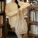 New Trendy Cute Kawai Miffy Fur Large Capacity Shoulder Totter Bag Stylish Shopping Bag for Girls Fall Winter Multi-Purpose