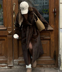 Women's fashion coat plain high-end fur long-sleeved pocket lapel top autumn and winter new coat