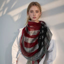 Popular Shawl American Flag Oblong Scarfs Patriotic Stars Pattern Headscarf Muffler Voile Soft Wrap Geometric Stripes Scarf