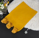 Women High Quality Plain Rabbit Fur Pom Pom Cashmere Shawl Scarf Winter Oversized Pashminas Poncho Hijab Blanket Cachecol