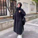 Women Faux Fur Long Coats Jackets Stand Collar Coat Thick Warm Y2k Streetwear Jacket Elegant Work Casual Outerwear Autumn Winter
