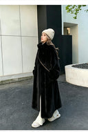 Women Faux Fur Long Coats Jackets Stand Collar Coat Thick Warm Y2k Streetwear Jacket Elegant Work Casual Outerwear Autumn Winter