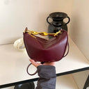 Elegant Burgundy Handbags For Lady Twisted Gold Metal Handle Soft Leather Shoulder Cross Body Hobo Purse For Daily Wedding Party