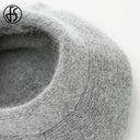 FS Winter Hats For Women Beanie Rabbit Fur 2023 Warm Knitted Hat Flower Double Layers Warm Beret Snow Caps Gorros Femme