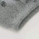 FS Winter Hats For Women Beanie Rabbit Fur 2023 Warm Knitted Hat Flower Double Layers Warm Beret Snow Caps Gorros Femme