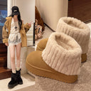 Mid-Calf Snow Boots for Women in Winter, Fleece-Lined and Thickeneded 2025 New Style, Fashionable Fur Cotton Boots, Thick-Soled Comfortable Cotton Shoes