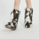 Cross-Border European and American Style High Boots for Women, Winter Warm Snow Boots, Thickened Non-Slip Shibuya Furry Mid-Calf Boots, Unique and Fashionable
