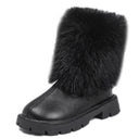 Girls' foreign trade leather boots 2024 autumn and winter new fashion western style mid-tube boots Mao Mao mouth soft bottom chimney boots fashion boots