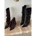Pointed Metal Belt Buckle Rivets Retro Western Cowboy Boots High Heels Knight Sexy Long Tube Boots Women's Boots