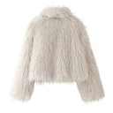 Cross-border European and American Women's AliExpress Explosions Solid Color Short Faux Fur Warm Long Sleeve Jacket