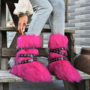 European and American Cross-Border Y2K Sexy High Snow Boots 2025 New Cross Belt Buckle Fur Boots