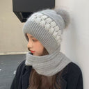 Winter Hat for Women, Scarf, Earmuffs, Fashionable Snow and Wind Scarf Integrated Hat, Knitted Wool Hat, Warm Ear Protection Hat