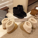 Mid-Calf Snow Boots for Women in Winter, Fleece-Lined and Thickeneded 2025 New Style, Fashionable Fur Cotton Boots, Thick-Soled Comfortable Cotton Shoes