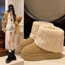 Mid-Calf Snow Boots for Women in Winter, Fleece-Lined and Thickeneded 2025 New Style, Fashionable Fur Cotton Boots, Thick-Soled Comfortable Cotton Shoes