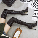 New Slim Boots for Women, Large Size Boots, Black Women's Boots with Side Zipper, Pointed Toe, Stiletto Heel, High Heel, Over-The-Knee, Convertible Cross-Dressing Boots