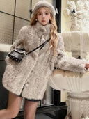 Stand Collar Faux Lamb Fur Coat for Women, New Autumn and Winter Thick Warm Fur Coat Top Trendy