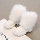 Girls' foreign trade leather boots 2024 autumn and winter new fashion western style mid-tube boots Mao Mao mouth soft bottom chimney boots fashion boots