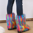 Amazon foreign trade large size European and American winter new boots artificial plush fur mid-barrel imitation fox fur snow boots