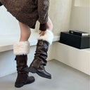 25 Autumn and Winter Sexy Style Round Toe Thick Heel Knight Boots Thick Sole Fleece-Lined Fashionable Warm Snow Boots for Women