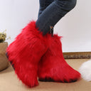 Amazon foreign trade large size European and American winter new boots artificial plush fur mid-barrel imitation fox fur snow boots