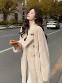 Mink Fur Coat for Women, Extended Version, Thickened, Suit Collar, Eco-Friendly Fur, 2025 Winter New Style, Fur Integrated Coat