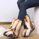 Amazon foreign trade large size European and American winter new boots artificial plush fur mid-barrel imitation fox fur snow boots
