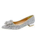 Crystal High Heels Women's Thick Heel French Style Elegant Bow plus size Rhinestone Sequin Single-layer Shoes Bridesmaid Shoes Xiuhe Wedding Shoes