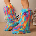 European and American Cross-Border Export Imitation Fox Fur Winter Fur Snow Boots Plush Boots Women's Round Toe Flats Warm Boots