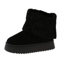 Mid-Calf Snow Boots for Women in Winter, Fleece-Lined and Thickeneded 2025 New Style, Fashionable Fur Cotton Boots, Thick-Soled Comfortable Cotton Shoes