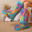 European and American Cross-Border Export Imitation Fox Fur Winter Fur Snow Boots Plush Boots Women's Round Toe Flats Warm Boots