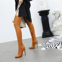New Slim Boots for Women, Large Size Boots, Black Women's Boots with Side Zipper, Pointed Toe, Stiletto Heel, High Heel, Over-The-Knee, Convertible Cross-Dressing Boots
