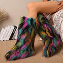 European and American Cross-Border Export Imitation Fox Fur Winter Fur Snow Boots Plush Boots Women's Round Toe Flats Warm Boots