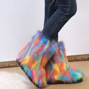 Amazon foreign trade large size European and American winter new boots artificial plush fur mid-barrel imitation fox fur snow boots